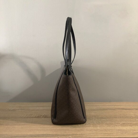 Michael Kors Whitney Large Brown/Black Leather Top Zip Shoulder Tote Bag - Picture 4 of 11